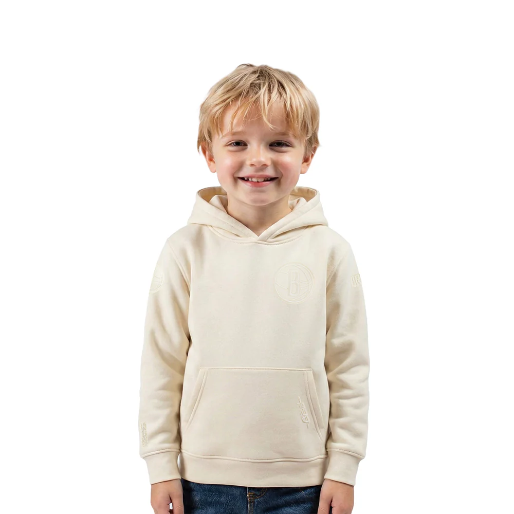 NBA BROOKLYN NETS NEUTRAL TODDLER BOYS FLEECE PULLOVER HOODIE (EGGSHELL)