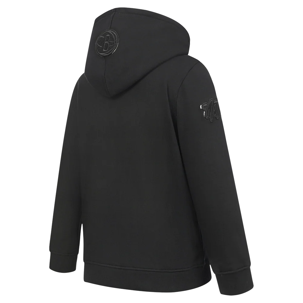 NBA BROOKLYN NETS TRIPLE BLACK TODDLER BOYS FLEECE PULLOVER HOODIE (BLACK) - Image 4
