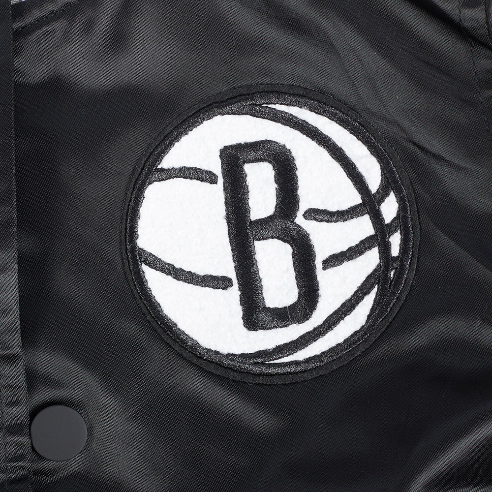 NBA BROOKLYN NETS RETRO CLASSIC TODDLER BOYS RIB SATIN JACKET (BLACK/GRAY) - Image 7
