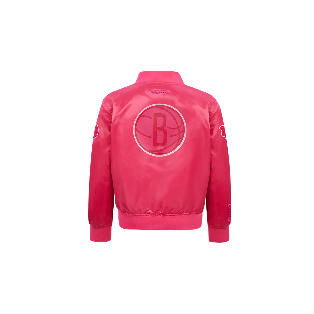 NBA BROOKLYN NETS TRIPLE PINK TODDLER GIRLS SATIN JACKET (BEETROOT PURPLE) - Image 3