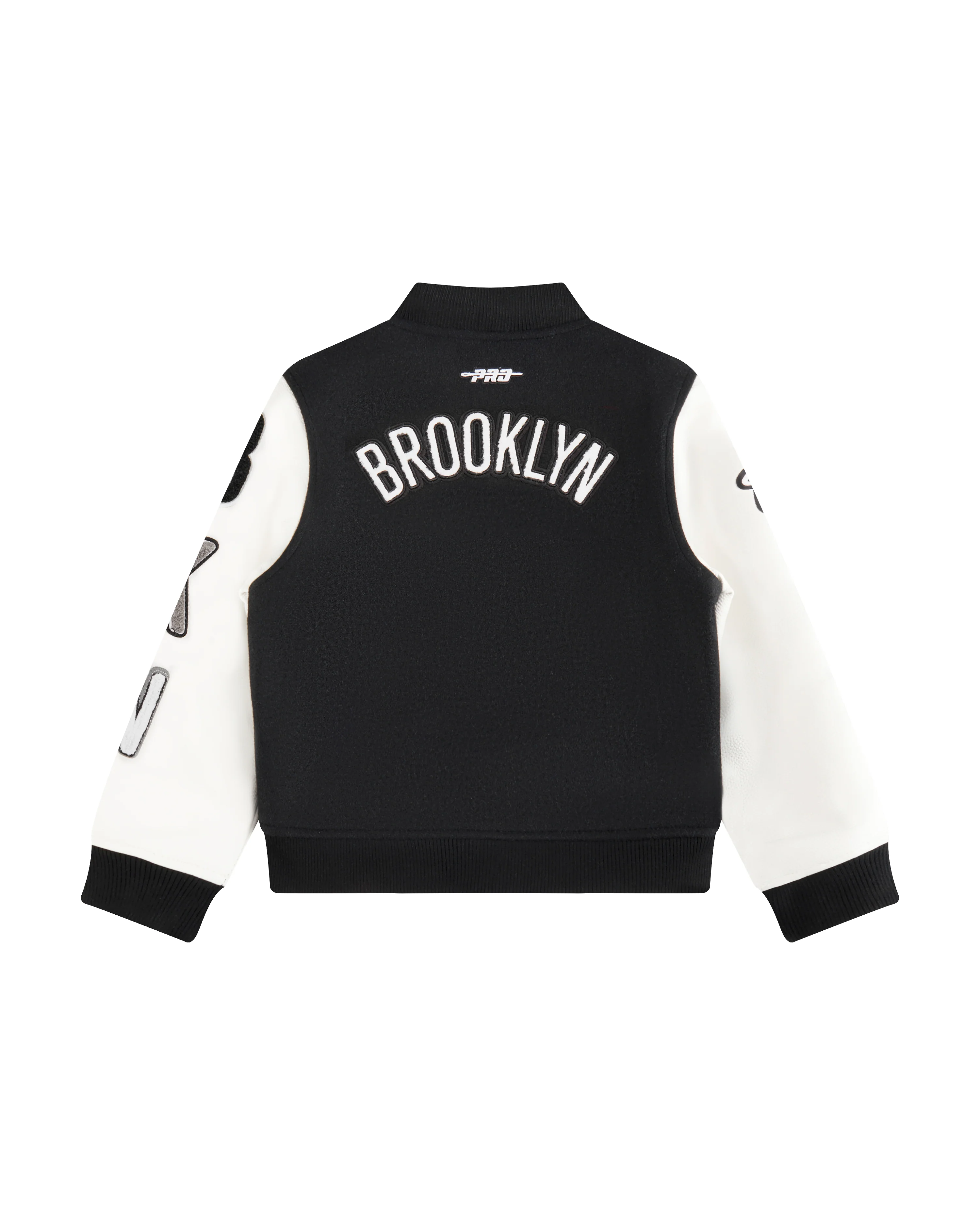 NBA BROOKLYN NETS CLASSIC TODDLER BOYS WOOL VARSITY JACKET (BLACK/WHITE) - Image 2