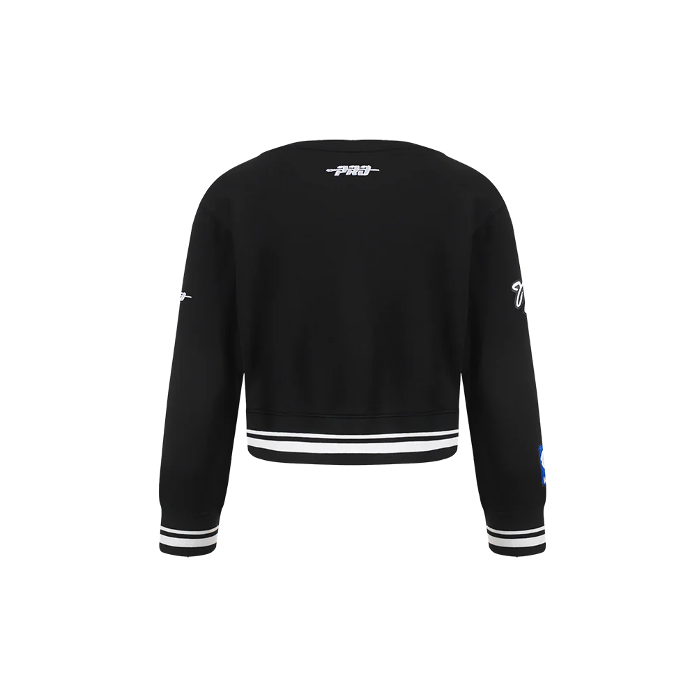 NBA BROOKLYN NETS RETRO CLASSIC TODDLER GIRLS RIB FLEECE CREWNECK (BLACK) - Image 3