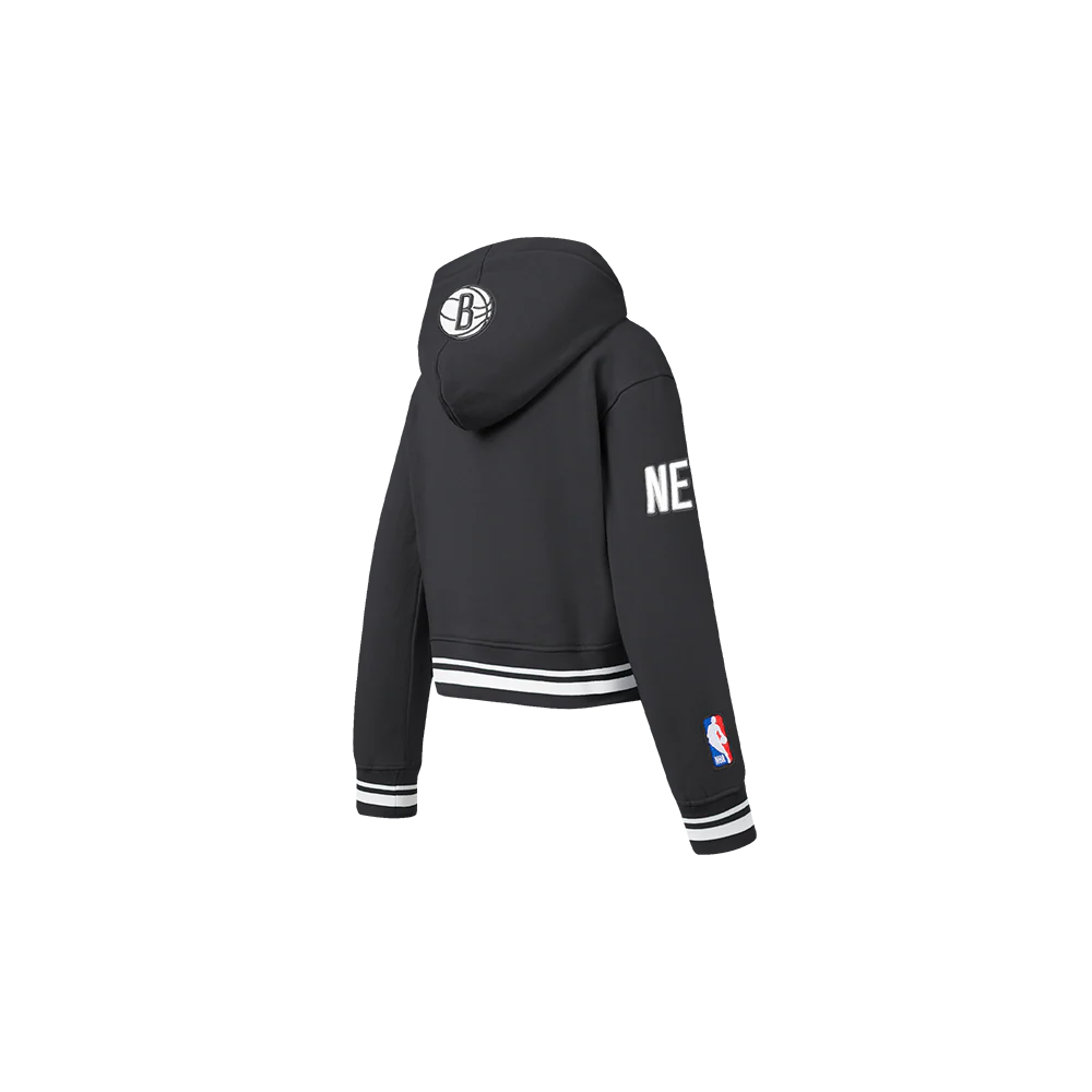 NBA BROOKLYN NETS RETRO CLASSIC TODDLER GIRLS RIB FLEECE PULLOVER HOODIE (BLACK) - Image 4