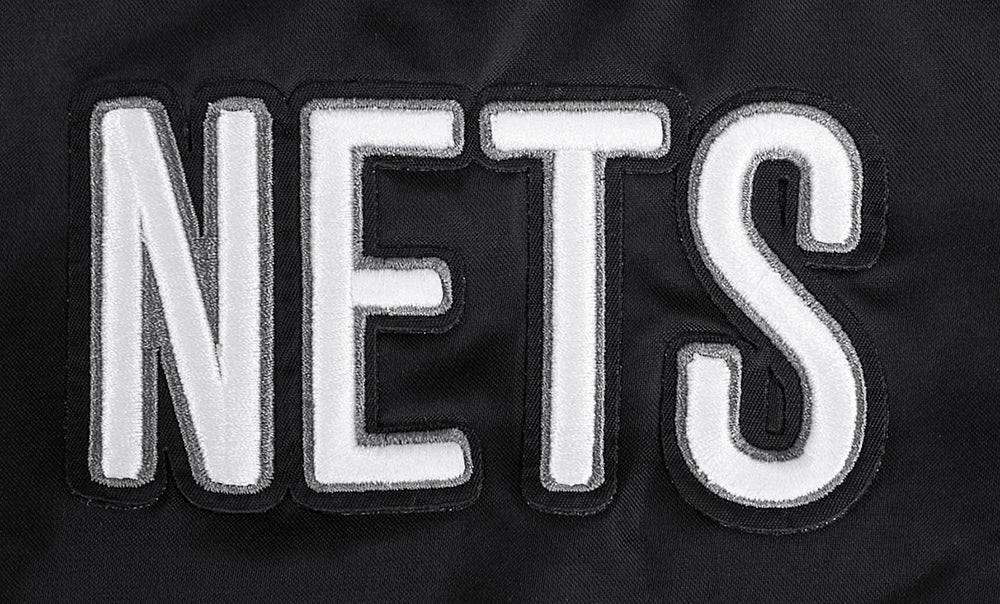 NBA BROOKLYN NETS SCRIPT TAIL WOMEN'S SATIN JACKET (BLACK/GRAY) - Image 7
