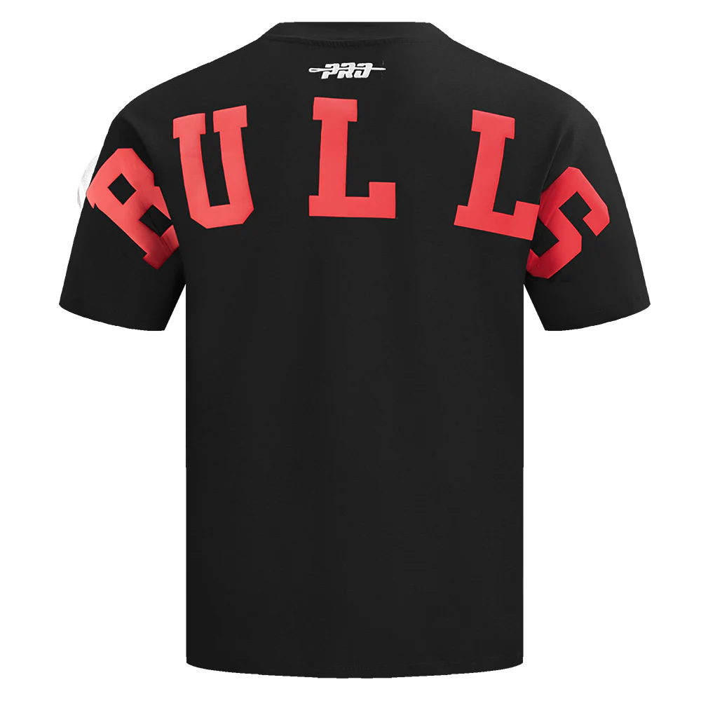 NBA CHICAGO BULLS WINGSPAN MEN'S COTTON JERSEY DROP SHOULDER TEE (BLACK)