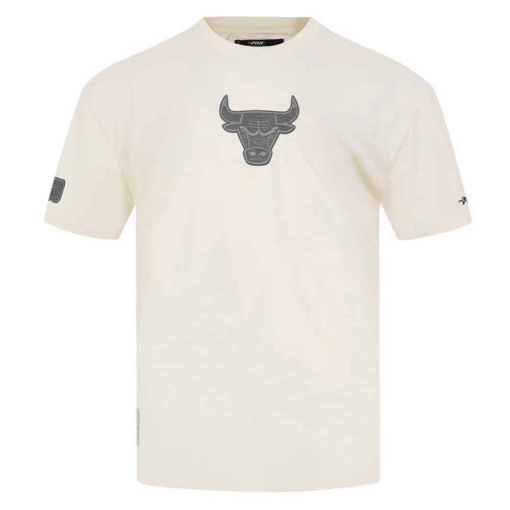 NBA CHICAGO BULLS REVERSE FRENCH TERRY MEN'S COTTON JERSEY DROP SHOULDER TEE (EGGSHELL)