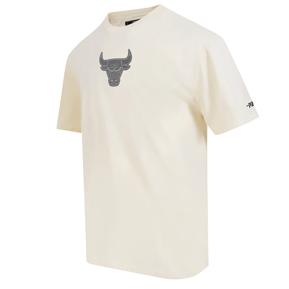 NBA CHICAGO BULLS REVERSE FRENCH TERRY MEN'S COTTON JERSEY DROP SHOULDER TEE (EGGSHELL) - Image 2