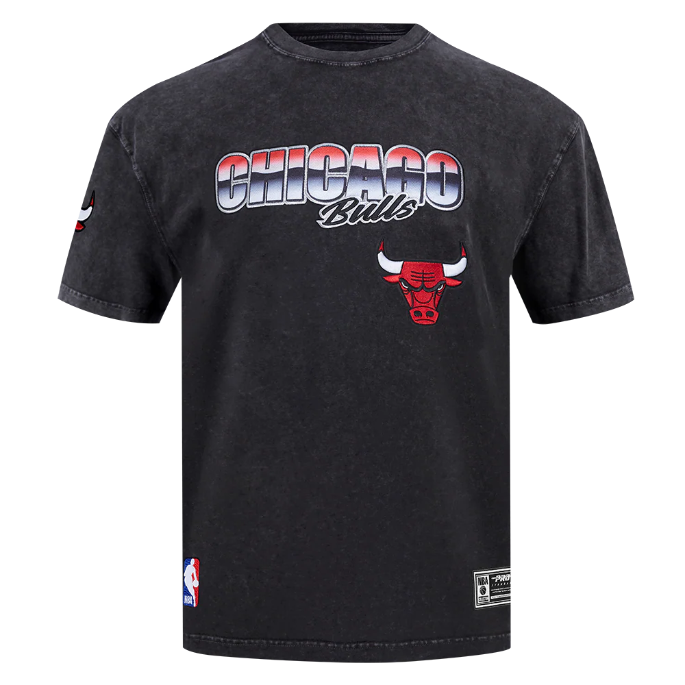 NBA CHICAGO BULLS CHROME MEN'S COTTON JERSEY DROP SHOULDER TEE (WASHED BLACK)