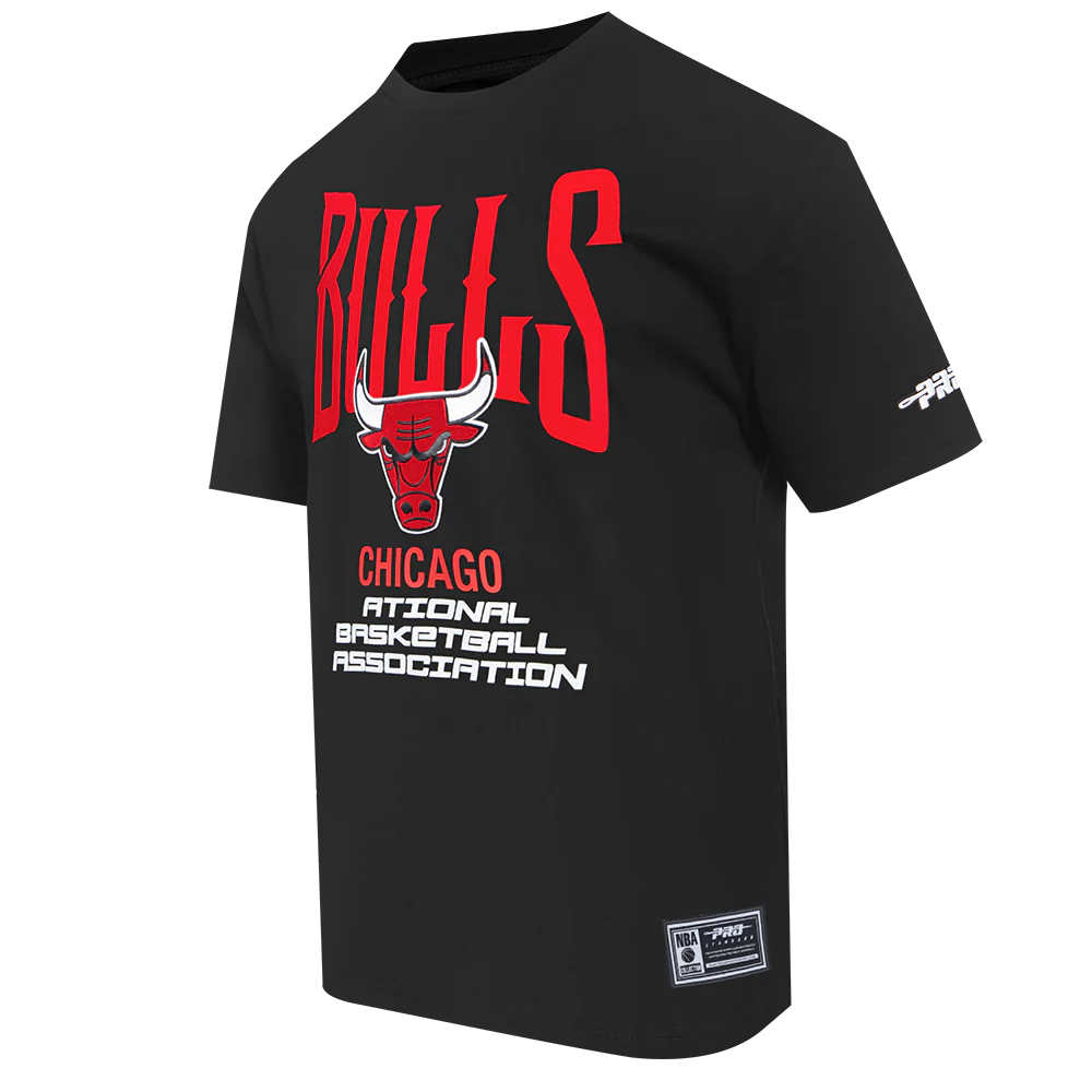 NBA CHICAGO BULLS CITY TOUR 2.0 MEN'S COTTON JERSEY DROP SHOULDER TEE (BLACK) - Image 3