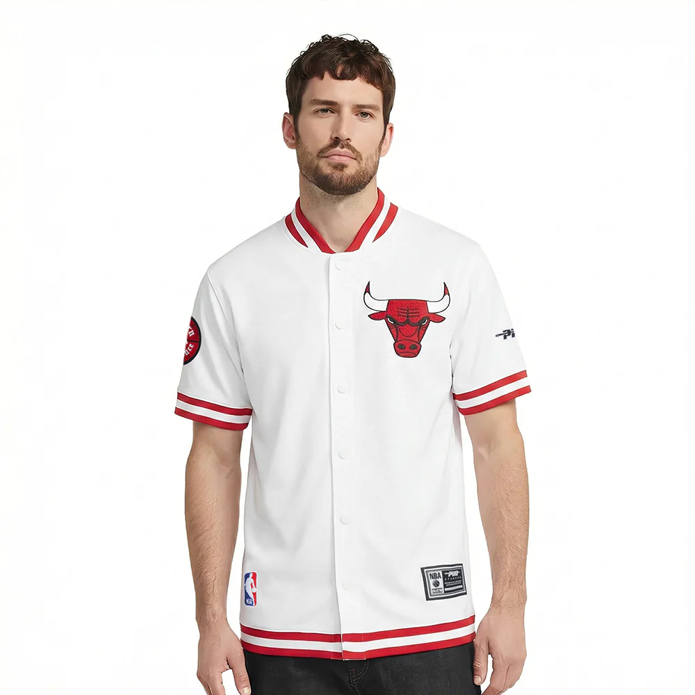 NBA CHICAGO BULLS SOUVENIR MEN'S PRO SS DOUBLE KNIT JACKET (WHITE/RED)