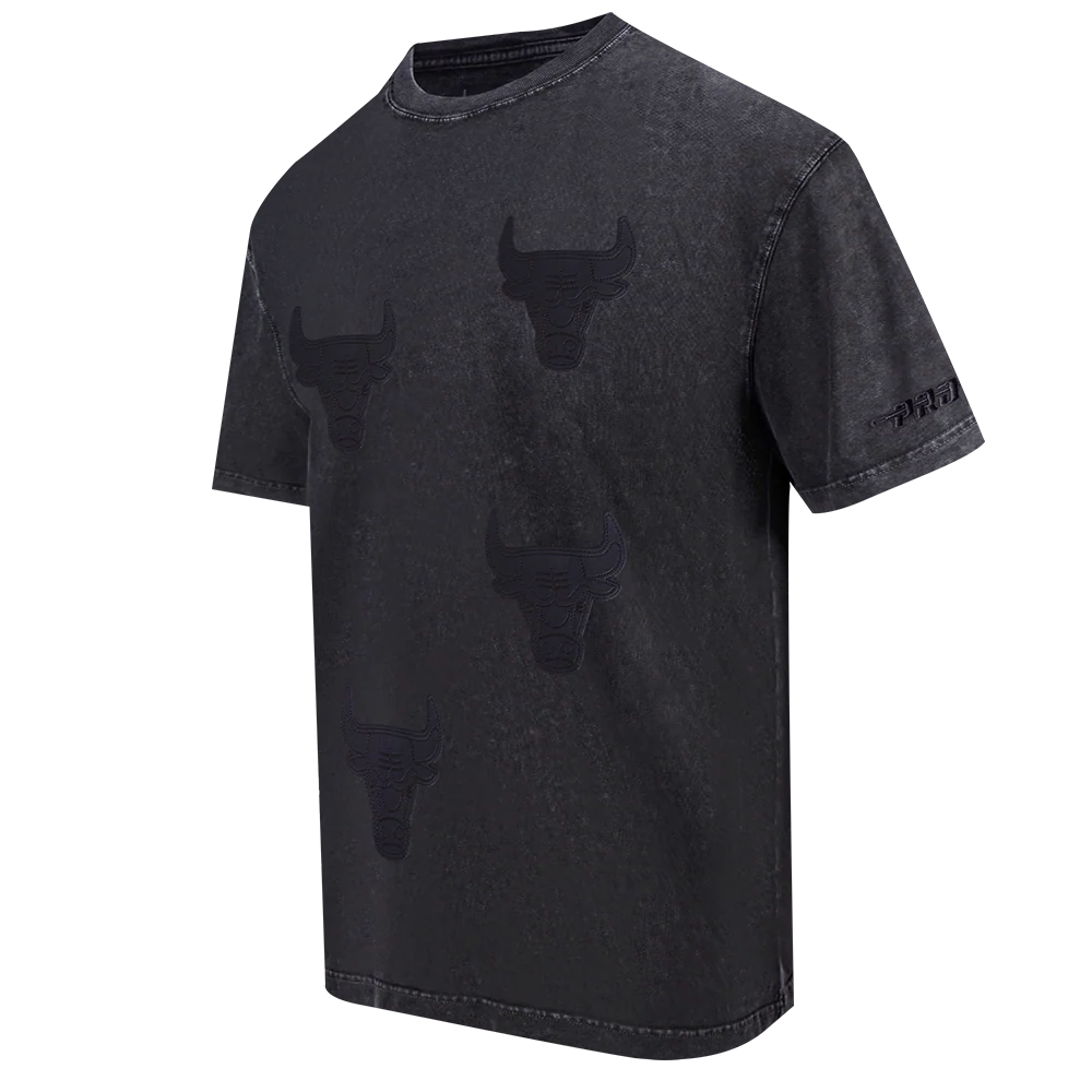 NBA CHICAGO BULLS WASHED VANGUARD MEN'S ENZYME WASH CJ DROP SHOULDER (WASHED BLACK) - Image 2