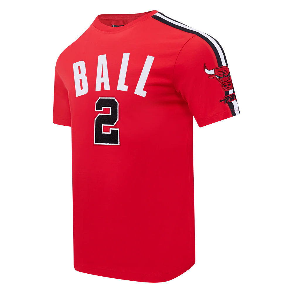 NBA CHICAGO BULLS Lonzo Ball #2 CLASSIC PNN MEN'S SJ TAPING TEE (RED/BLACK) - Image 2