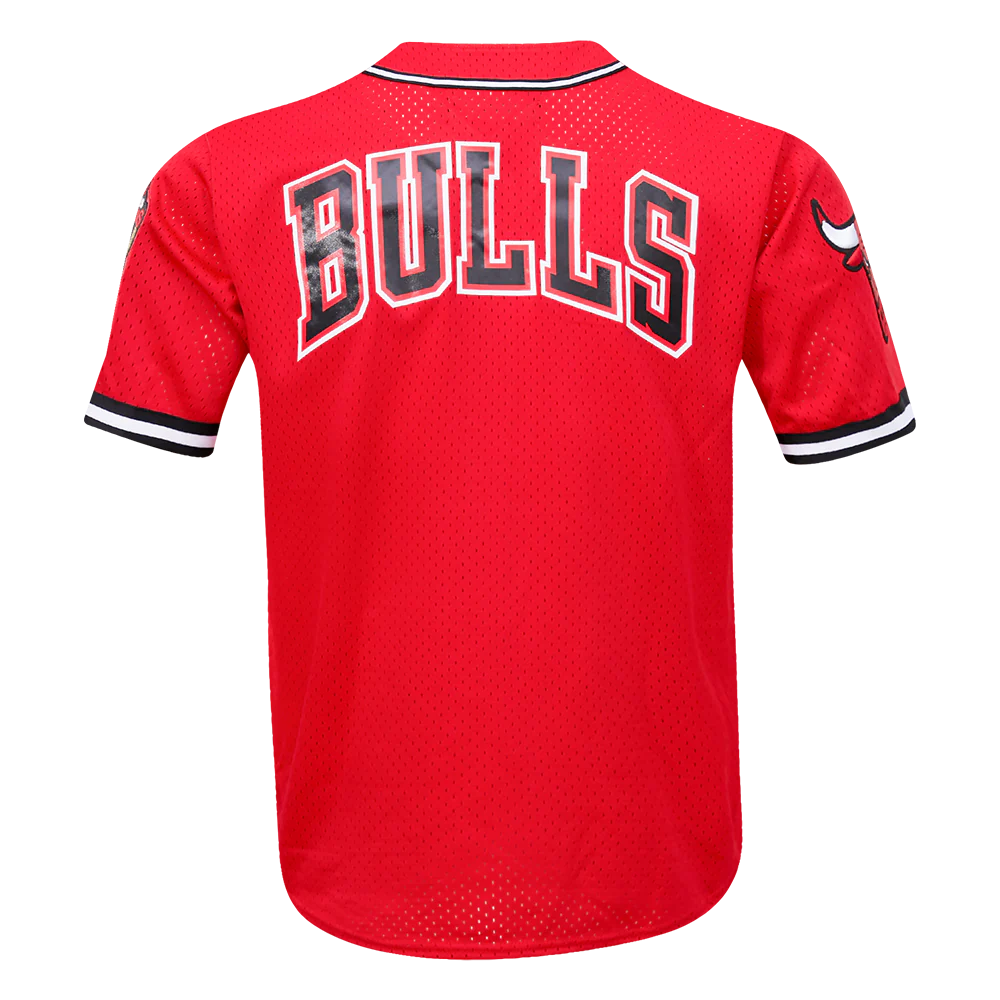 NBA CHICAGO BULLS LOGO MEN'S MESH BUTTON DOWN JERSEY (RED) - Image 3