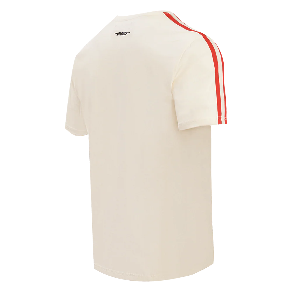NBA CHICAGO BULLS RETRO CLASSIC MEN'S STRIPED TEE (EGGSHELL/ RED) - Image 4