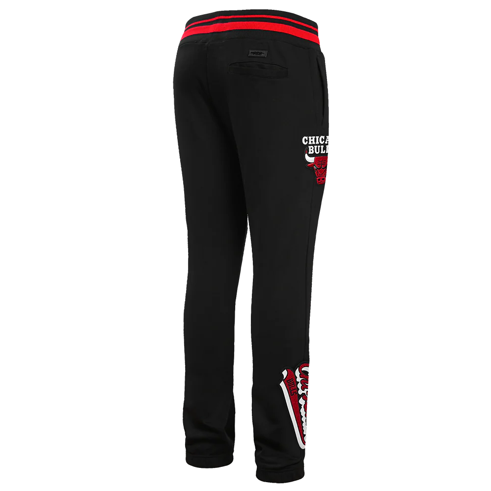 NBA CHICAGO BULLS SCRIPT TAIL MEN'S RIB FLEECE SWEATPANT (BLACK/RED/BLACK) - Image 3
