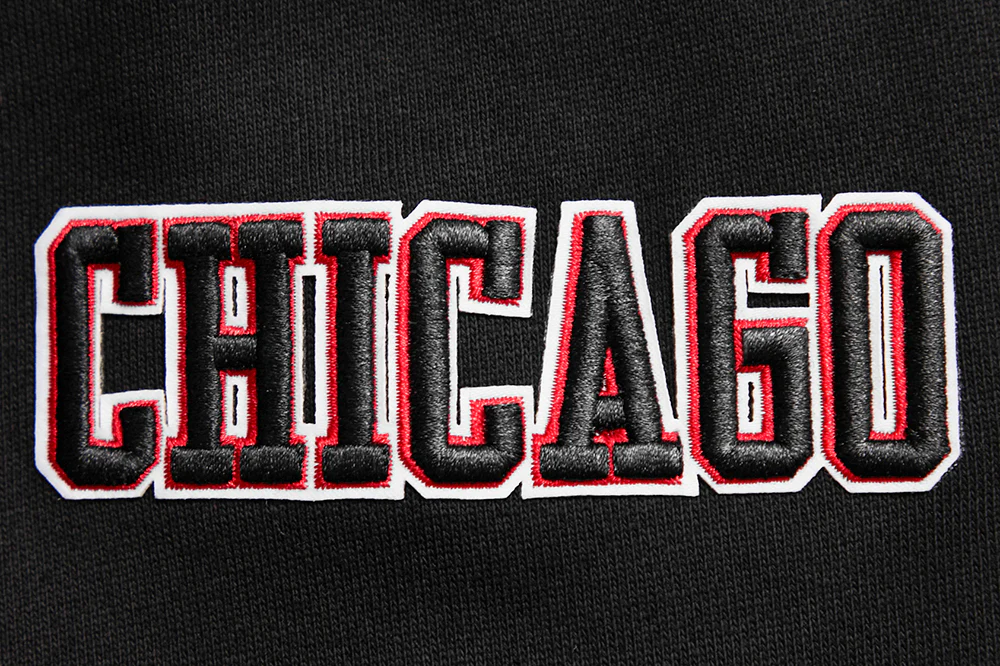 NBA CHICAGO BULLS SCRIPT TAIL MEN'S RIB FLEECE PULLOVER HOODIE (BLACK/RED/BLACK) - Image 8
