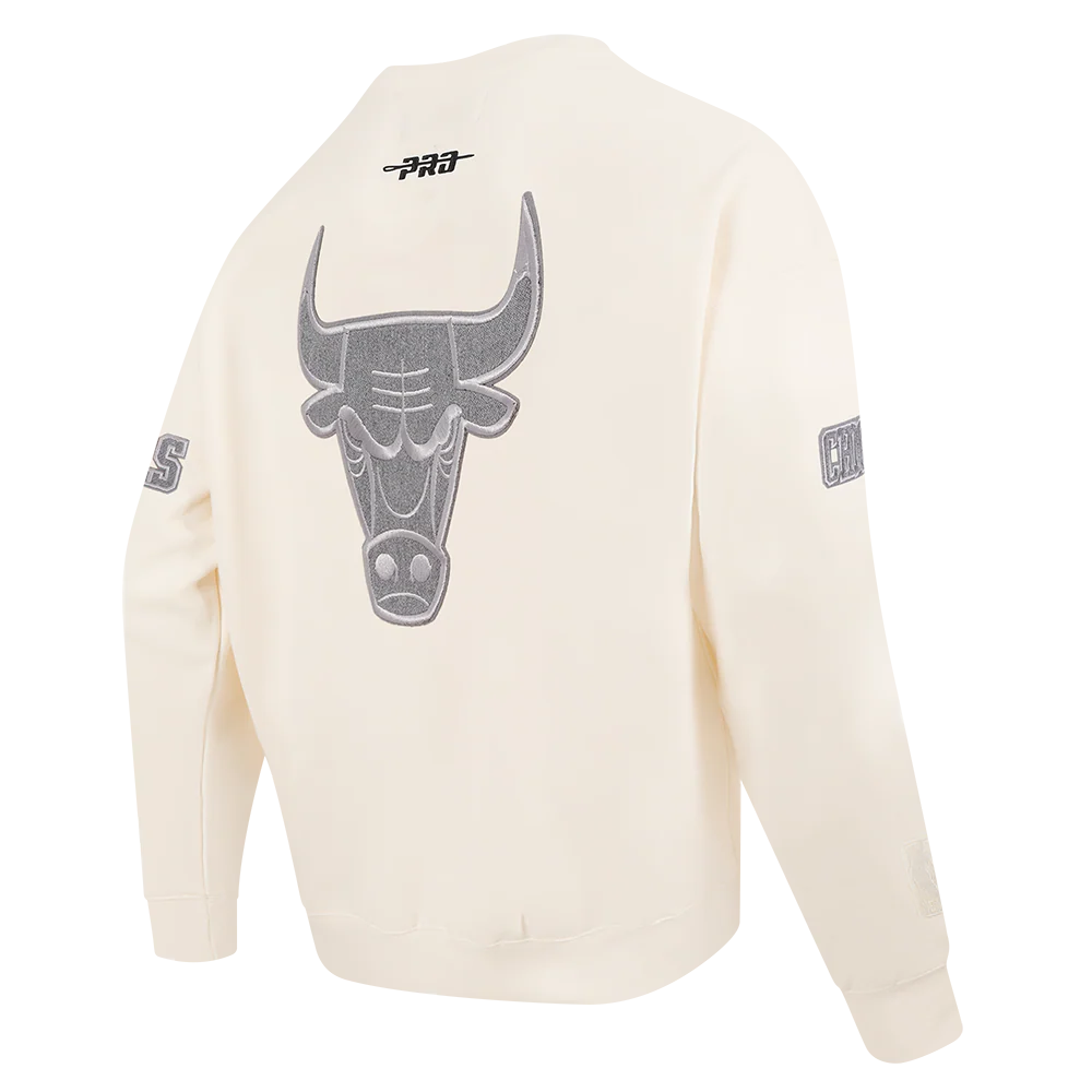 NBA CHICAGO BULLS REVERSE FRENCH TERRY MEN'S DROP SHOULDER FLC CREWNECK (EGGSHELL) - Image 4