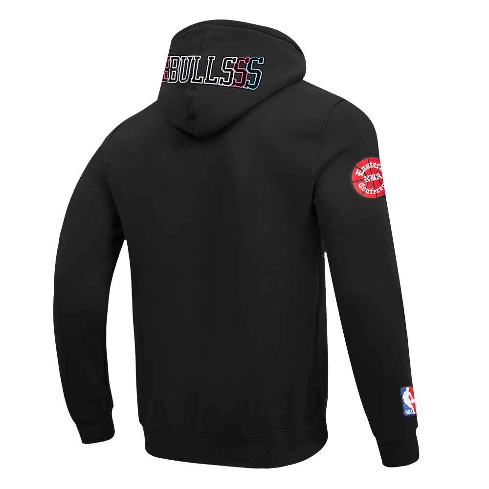 NBA CHICAGO BULLS ECHO LOGO MEN'S FLEECE PULLOVER HOODIE (BLACK) - Image 4