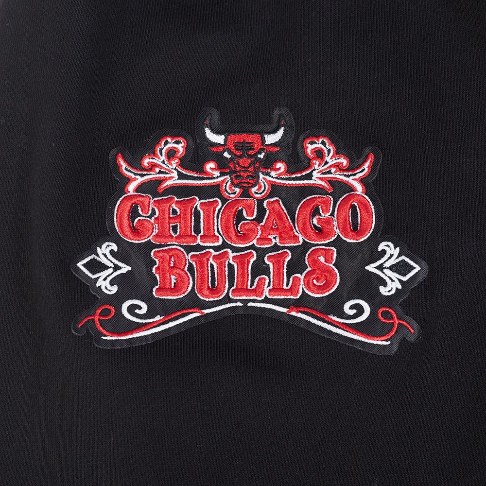 NBA CHICAGO BULLS REBEL ATHLETICS MEN'S FLC PO HOODIE (BLACK) - Image 7