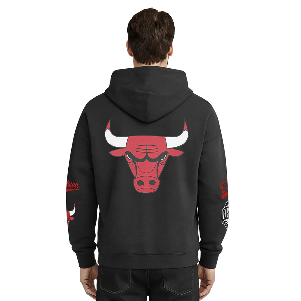 NBA CHICAGO BULLS LIVING LARGE MEN'S DROP SHOULDER FLC PO HOODIE (BLACK) - Image 2