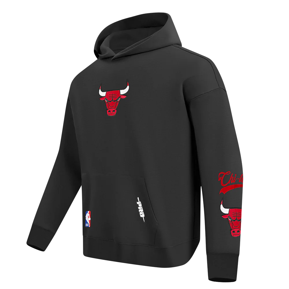 NBA CHICAGO BULLS LIVING LARGE MEN'S DROP SHOULDER FLC PO HOODIE (BLACK) - Image 3