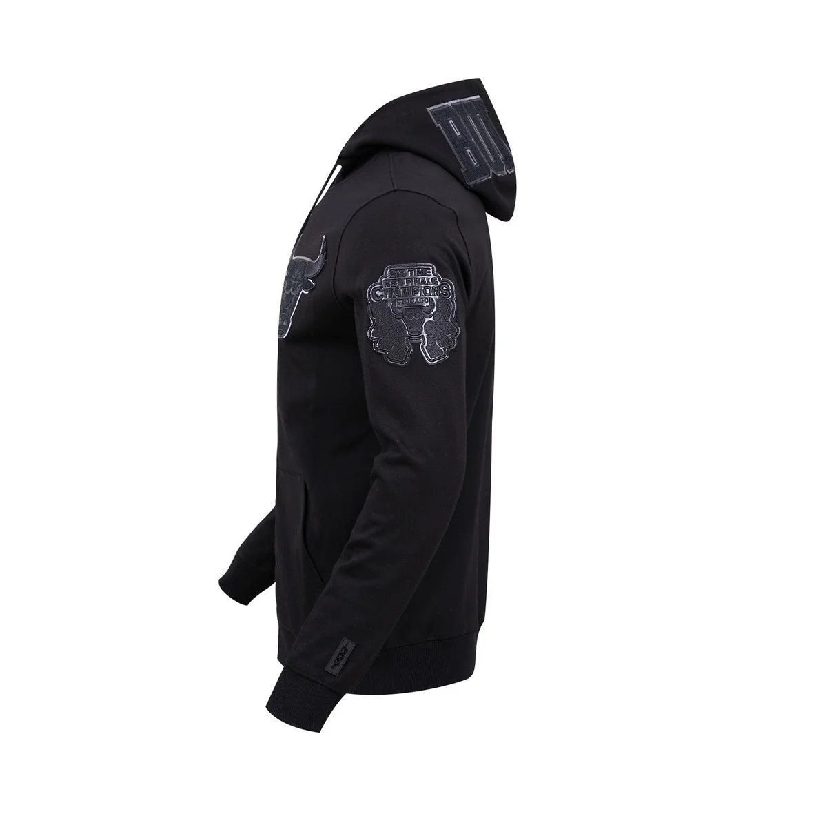 NBA CHICAGO BULLS TRIPLE BLACK ZIPPER HOODIE (BLACK) - Image 3