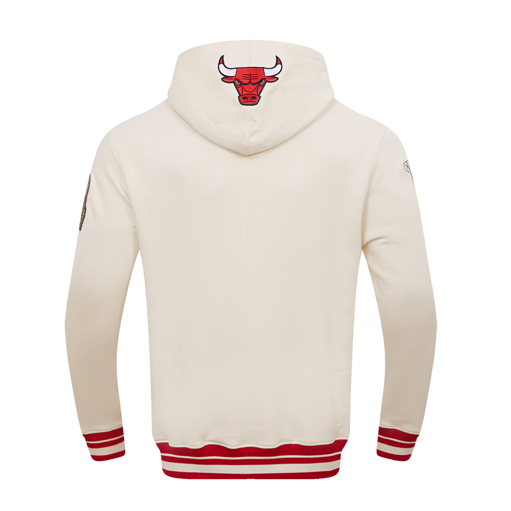 NBA CHICAGO BULLS RETRO CLASSIC MEN'S PULLOVER HOODIE (EGGSHELL/RED) - Image 4