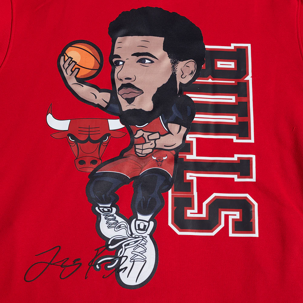 NBA CHICAGO BULLS LONZO BALL #2 SKY HOOK MEN'S FLEECE PULLOVER HOODIE (RED) - Image 5