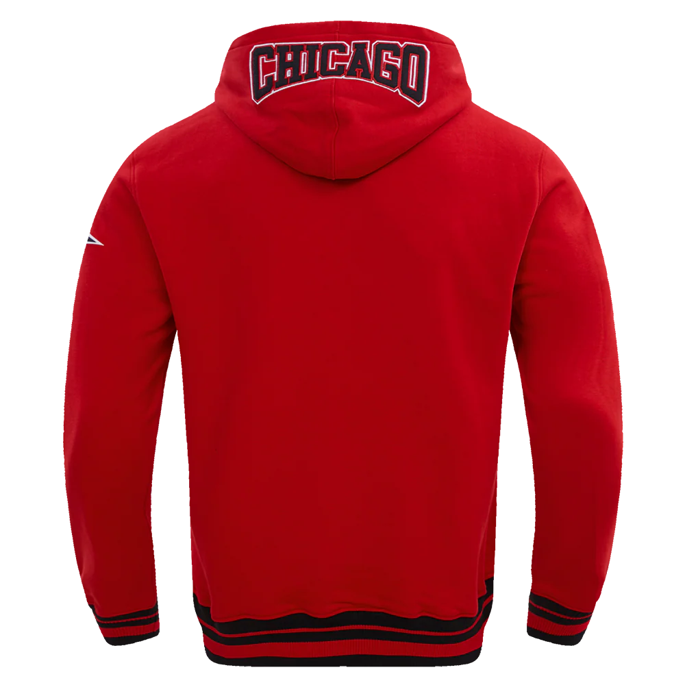 NBA CHICAGO BULLS CREST EMBLEM MEN'S RIB PULLOVER HOODIE (RED/BLACK) - Image 4