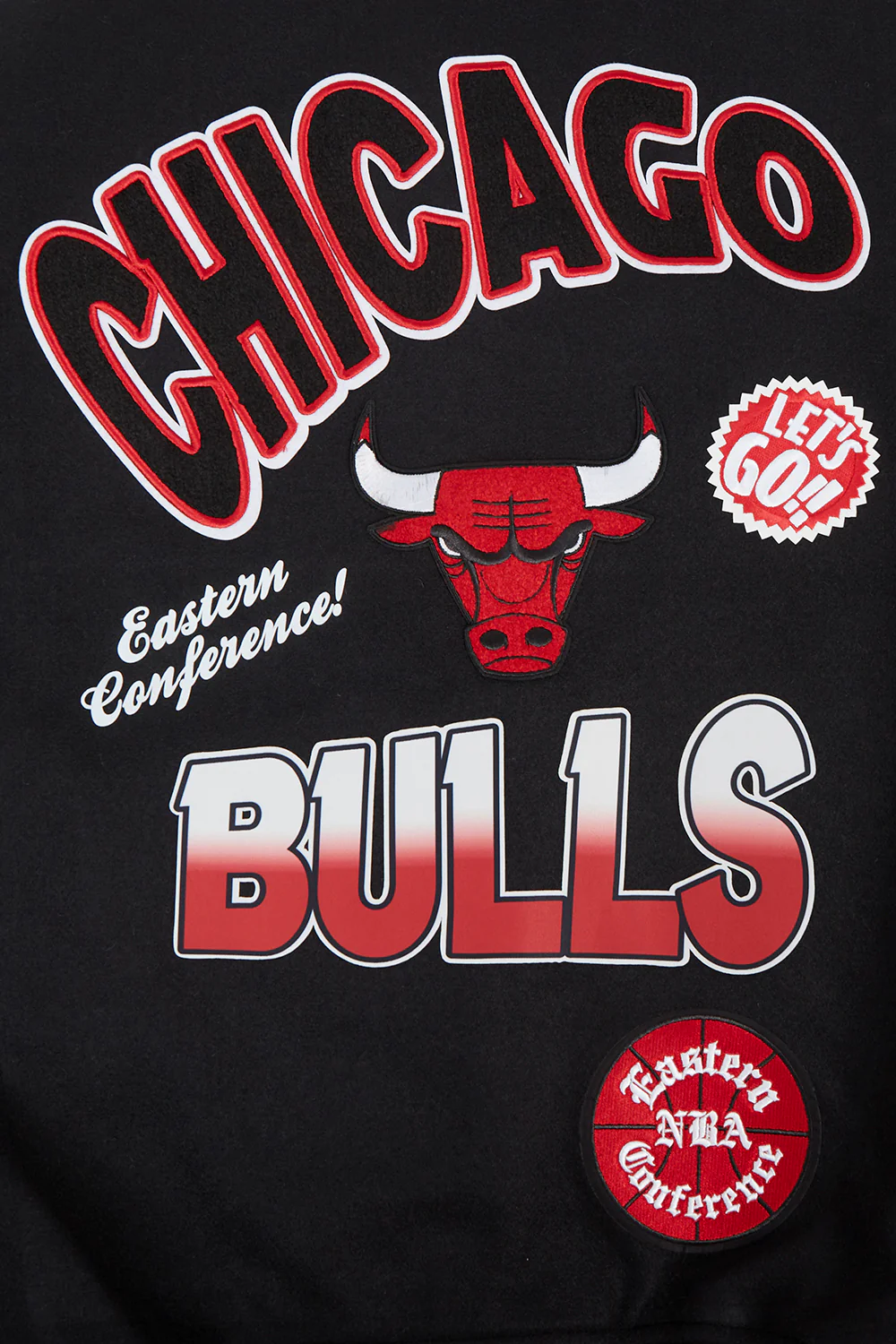 NBA CHICAGO BULLS TURN IT UP MEN'S RIB WOOL VARSITY JACKET (BLACK/RED/BLACK) - Image 6