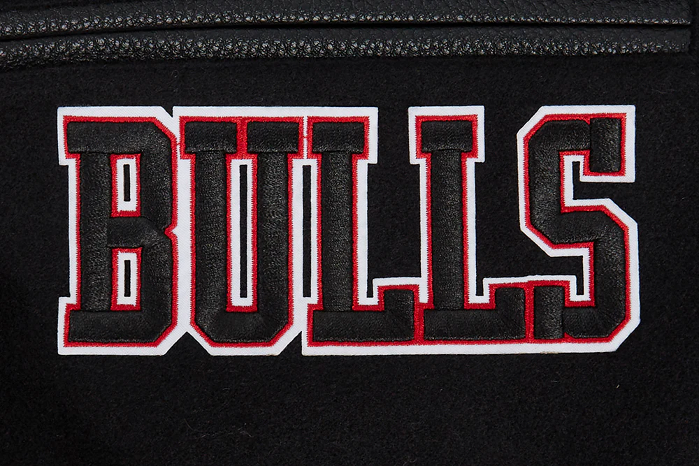 NBA CHICAGO BULLS TURN IT UP MEN'S RIB WOOL VARSITY JACKET (BLACK/RED/BLACK) - Image 8