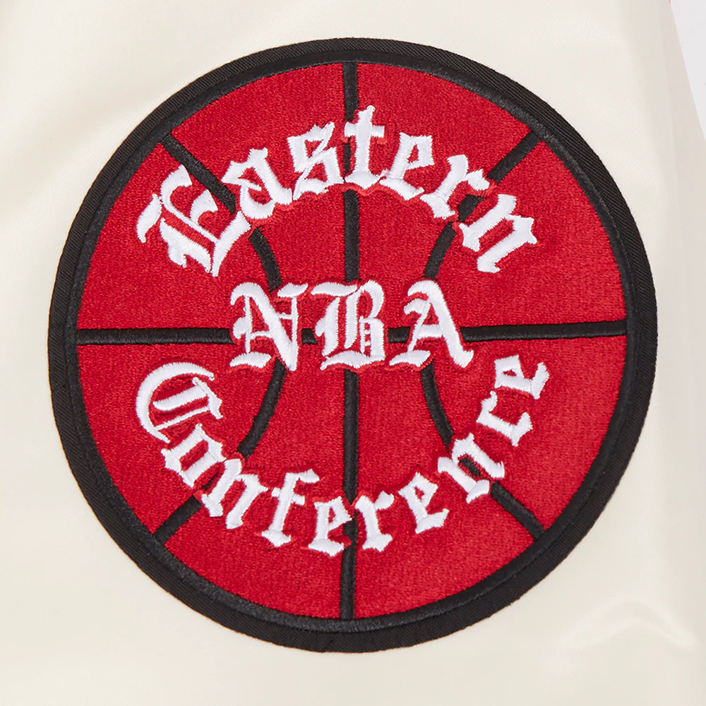 NBA CHICAGO BULLS SUBLIMATED MEN'S SATIN JACKET-WHITE (EGGSHELL/ RED) - Image 6