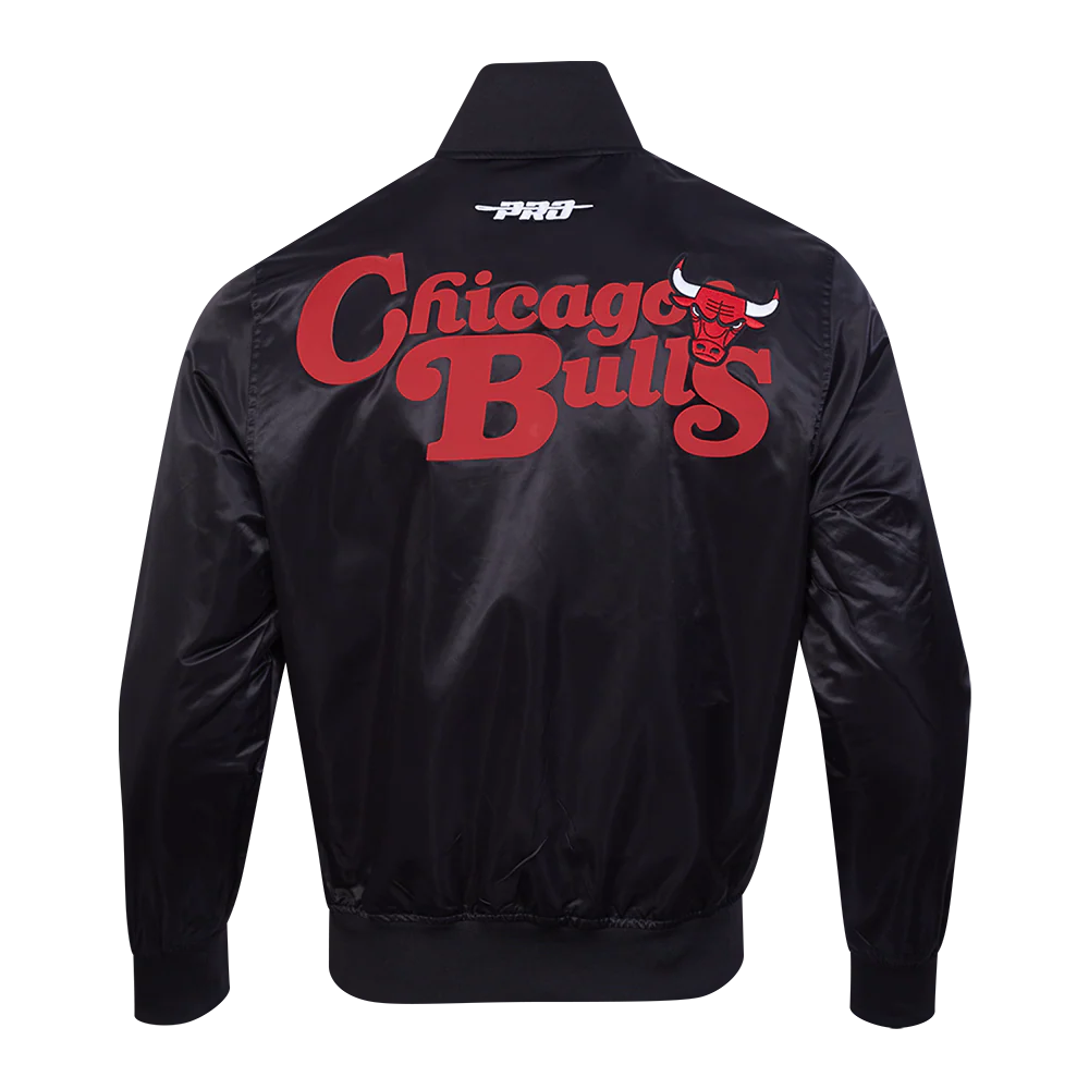 NBA CHICAGO BULLS SOUVENIR MEN'S SATIN JACKET (BLACK) - Image 3