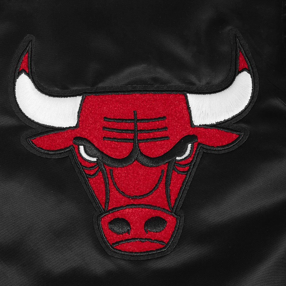 NBA CHICAGO BULLS BEST OF MEN'S RIB SATIN JACKET (BLACK/RED/BLACK) - Image 12