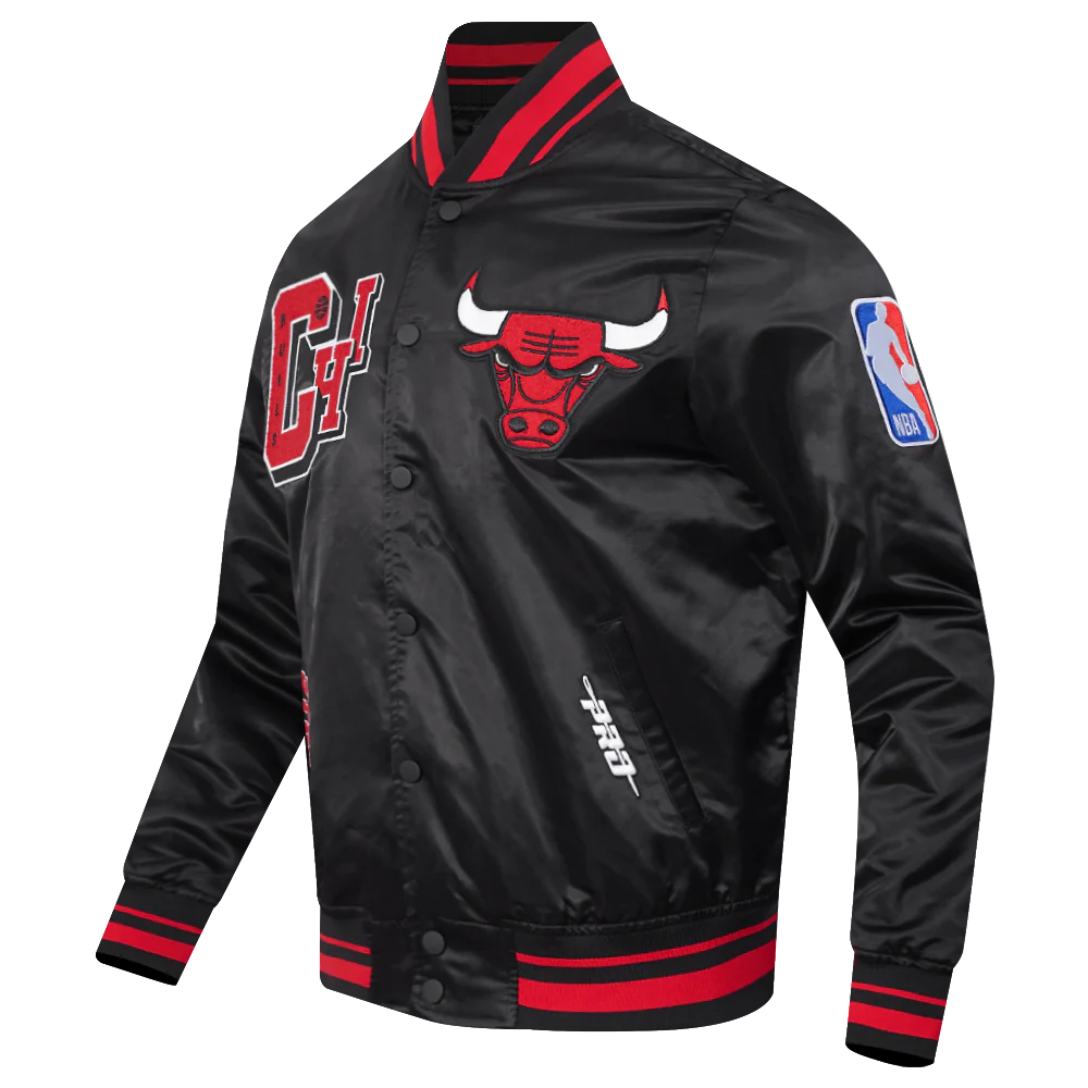 NBA CHICAGO BULLS BEST OF MEN'S RIB WOOL VARSITY JACKET (BLACK/RED/BLACK) - Image 2