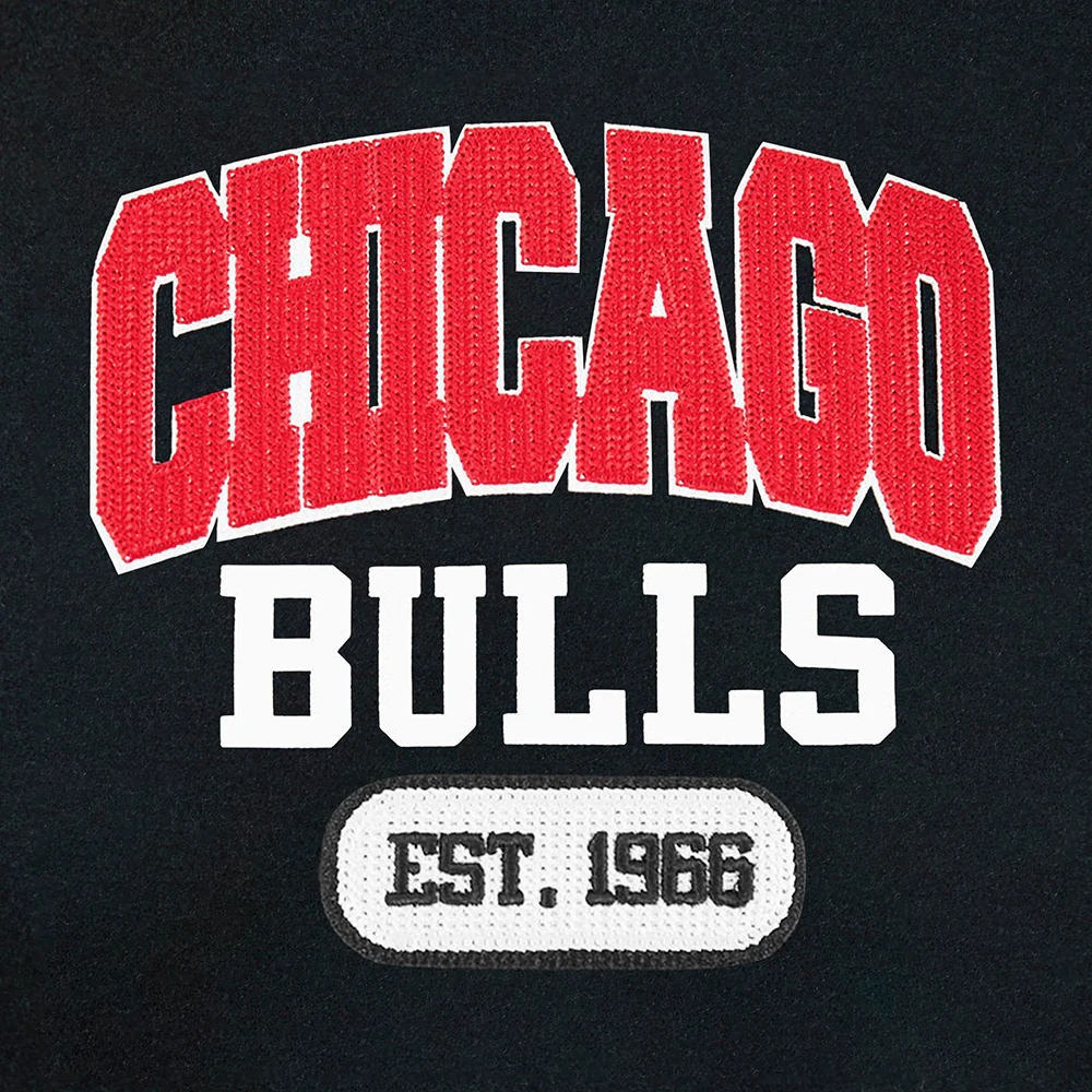 NBA CHICAGO BULLS CITY ARCH MEN'S WOOL VARSITY JACKET (BLACK/WHITE) - Image 7