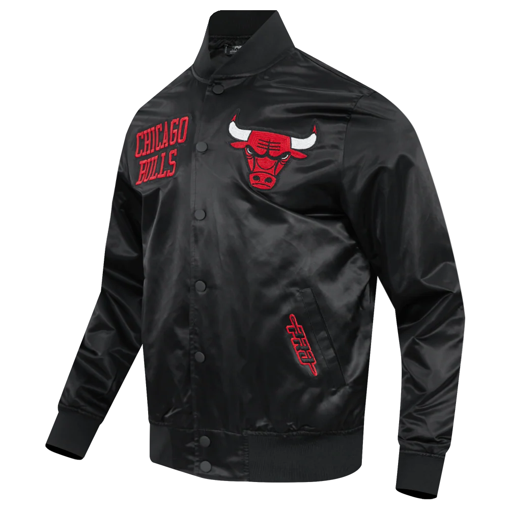 NBA CHICAGO BULLS CITY ARCH MEN'S SATIN JACKET (BLACK) - Image 3