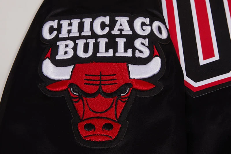 NBA CHICAGO BULLS BIG LOGO MEN'S SATIN JACKET (BLACK) - Image 6