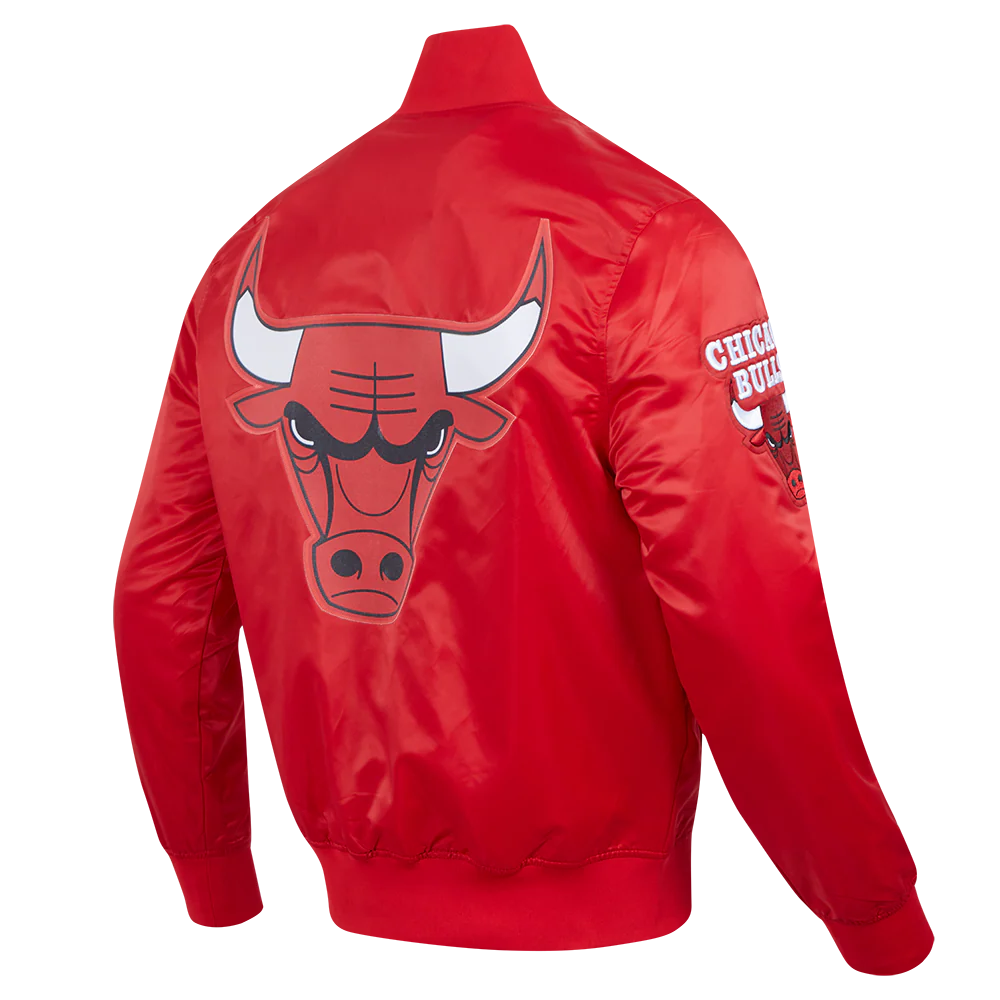 NBA CHICAGO BULLS BIG LOGO MEN'S SATIN JACKET (RED) - Image 3