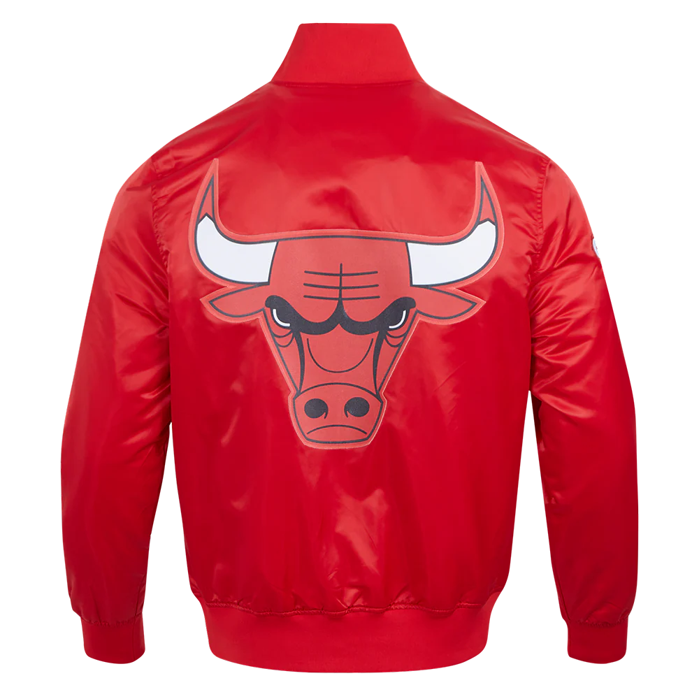 NBA CHICAGO BULLS BIG LOGO MEN'S SATIN JACKET (RED) - Image 4
