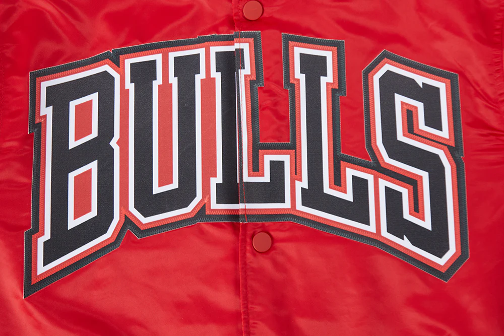 NBA CHICAGO BULLS BIG LOGO MEN'S SATIN JACKET (RED) - Image 5