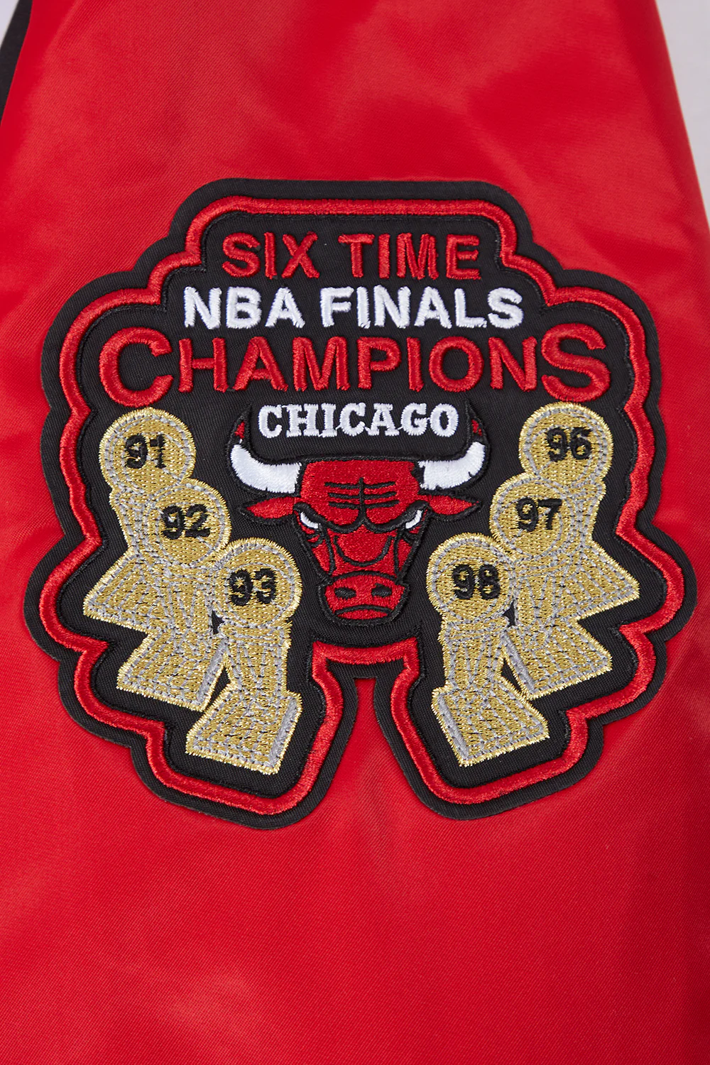 NBA CHICAGO BULLS BIG LOGO MEN'S SATIN JACKET (RED) - Image 7