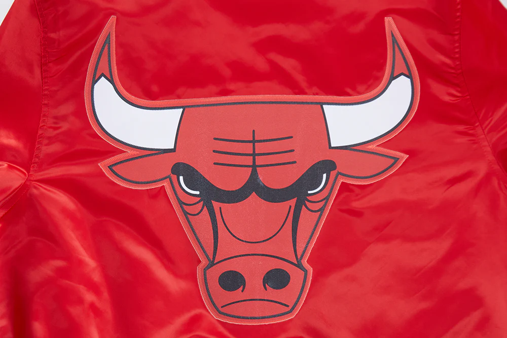 NBA CHICAGO BULLS BIG LOGO MEN'S SATIN JACKET (RED) - Image 8