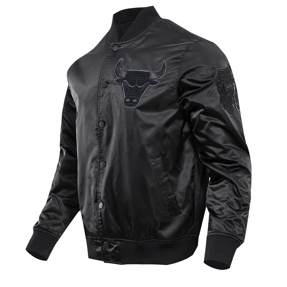 NBA CHICAGO BULLS TRIPLE BLACK MEN'S SATIN JACKET (BLACK) - Image 15