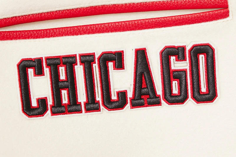NBA CHICAGO BULLS RETRO CLASSIC MEN'S RIB WOOL VARSITY JACKET (EGGSHELL/RED) - Image 8