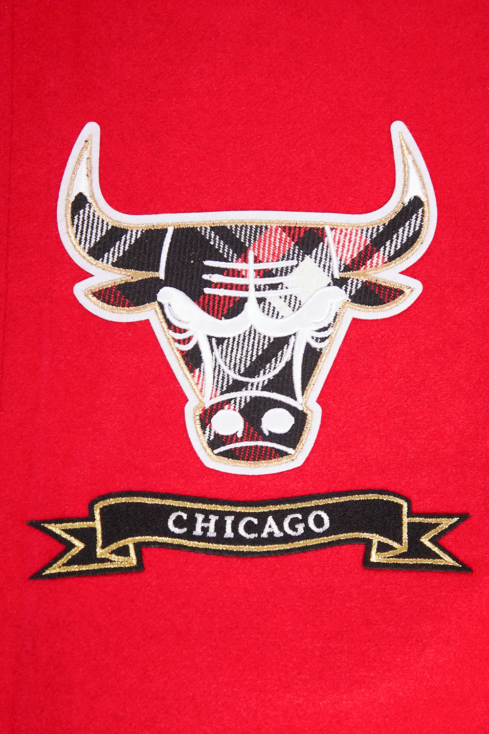 NBA CHICAGO BULLS PRO PREP MEN'S WOOL VARSITY JACKET (RED/BLACK) - Image 5