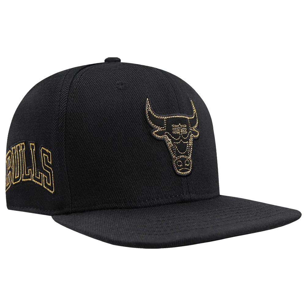 NBA CHICAGO BULLS BLACK & GOLD WOOL SNAPBACK HAT (BLACK) - Image 2