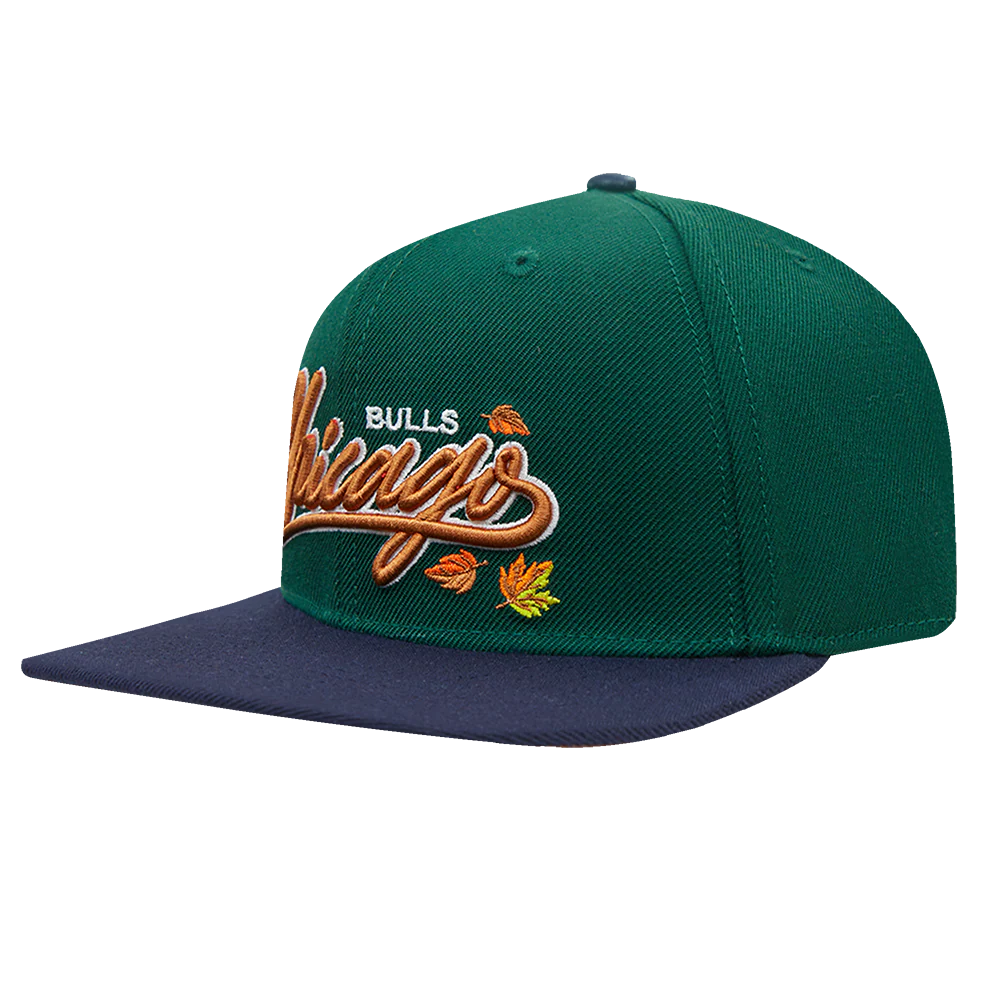 NBA CHICAGO BULLS AUTUMN BREEZE 2 TONE WOOL UNISEX SNAPBACK HAT (FOREST GREEN/MIDNIGHT NAVY) - Image 3