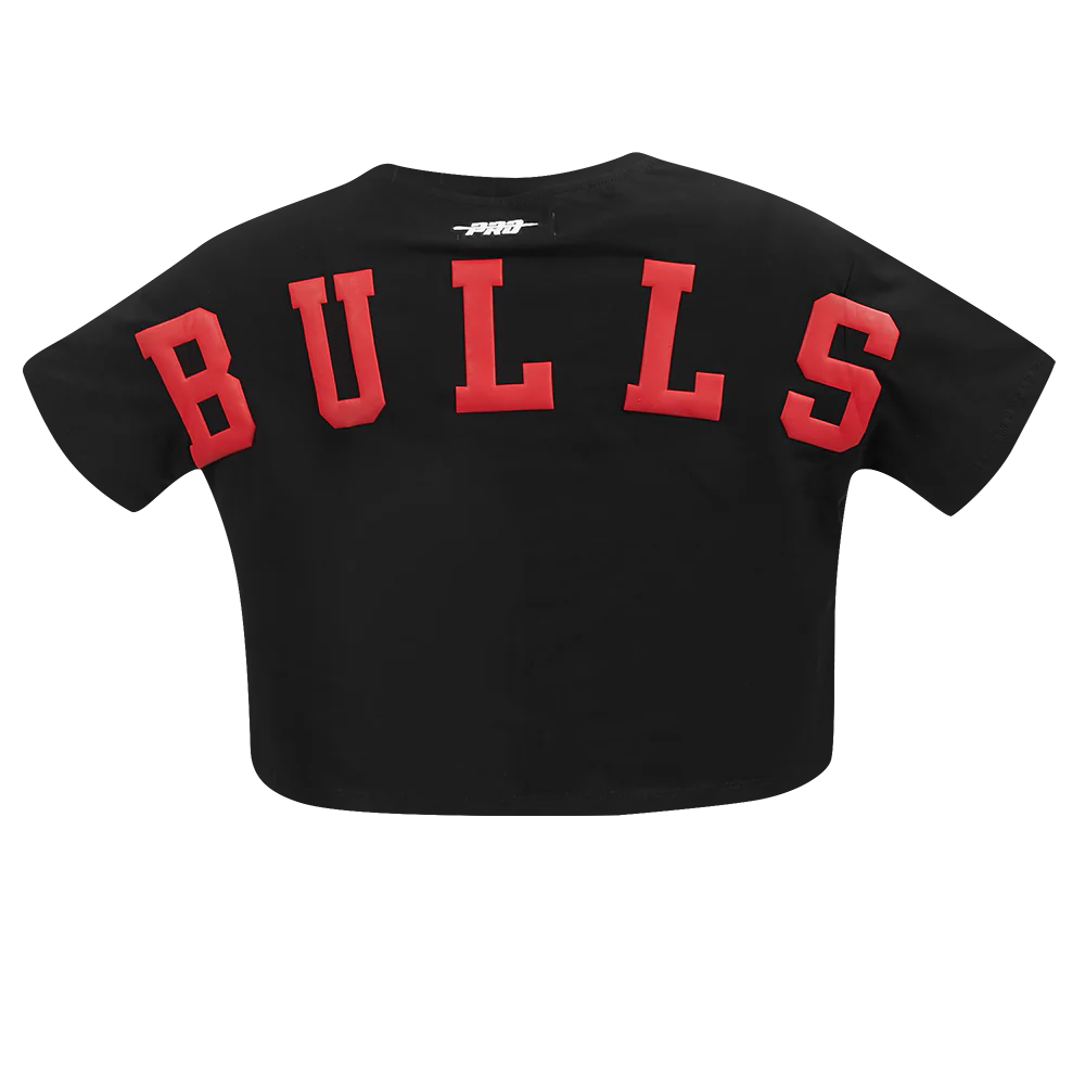NBA CHICAGO BULLS WINGSPAN WOMEN'S SINGLE JERSEY BOXY TEE (BLACK)
