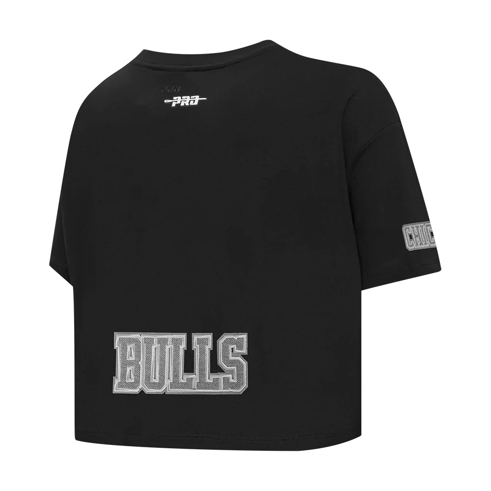 NBA CHICAGO BULLS REVERSE FRENCH TERRY WOMEN'S SINGLE JERSEY BOXY TEE (BLACK) - Image 4